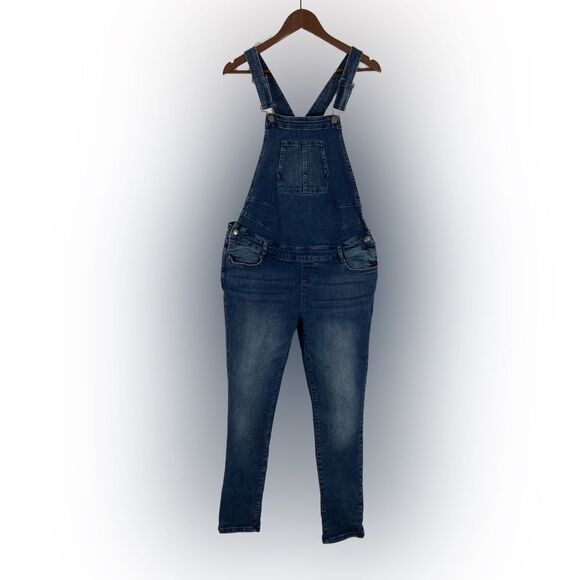 Seraphine Overalls Women’s 6 Blue Denim Maternity Straight Leg Adjustable Casual - Picture 1 of 10